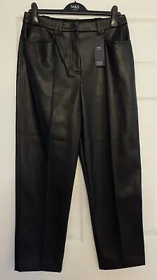 £14.99 • Buy M&S Straight Leg FAUX LEATHER 5 Pockets Ankle Grazer Trousers _ Various
