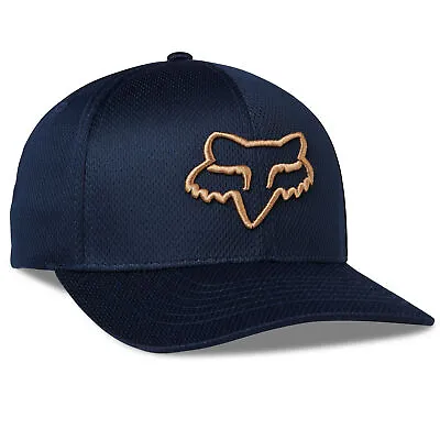 Fox Racing Mens Lithotype FlexFit 2.0 Hat Baseball Cap Curved Bill Deep Cobalt • $28.95