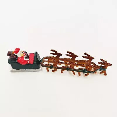 Vintage Die Cast Mini Santa Metal Sleigh Reindeer Christmas Collectible • $15