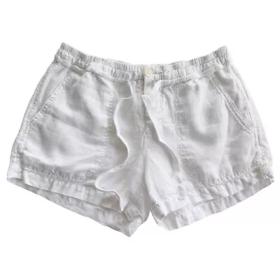 Vince Womens Size XS Drawstring Utility Pocket Linen Shorts White Coastal 3  Mod • $31.90