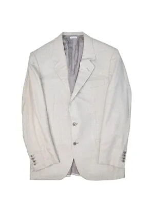 Brioni Suit Jacket Mens 40 Cream Wool Silk Made In Italy Sport Coat Blazer • $140.20