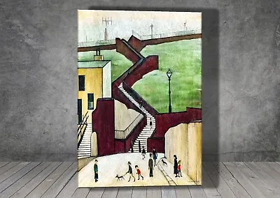 L. S. Lowry Town Steps Maryport  CANVAS PAINTING ART PRINT POSTER 1596 • £56