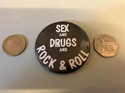 IAN DURY SEX AND DRUGS AND ROCK & ROLL 1970s Tin Pin Badge The Blockheads • £5