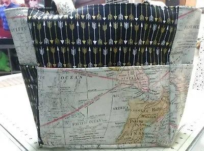 £38.84 • Buy Old World Map Country Continent Geography Arrow Purse/Project Bag Handmade 12x12