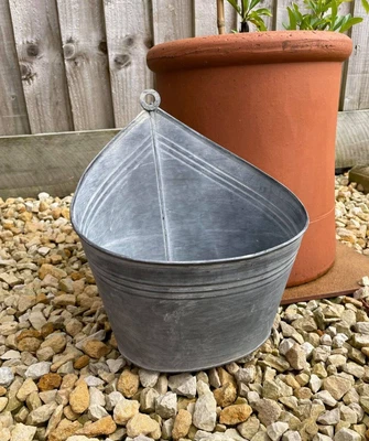 £14.99 • Buy Galvanised Zinc Hanging Wall Flower Pot | Outdoor Garden Metal Planter Bowl