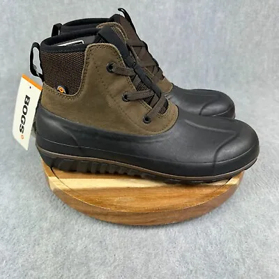 Bogs Boots Mens Size 9 Casual Lace Black Brown Duck Boots Waterproof Neo-Tech • $79.99