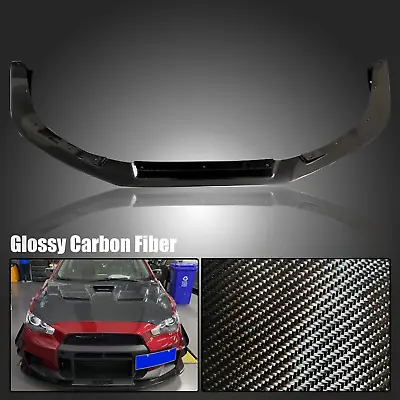 Fit 2008 2009-2016 Lancer EVO X Evolution Carbon Fiber Front Bumper Lip Splitter • $549