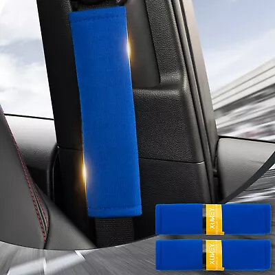 2PCS Car Soft Cotton Seat Belt Cover Shoulder Pads Seatbelt Cushion Harness BLUE • $7.69