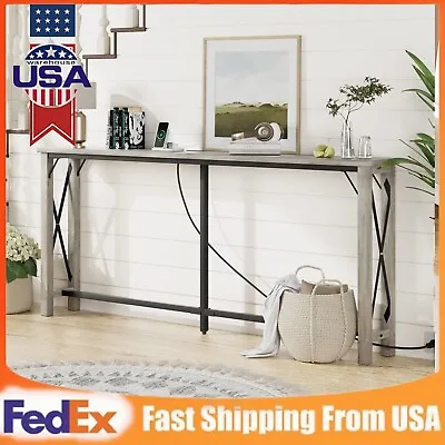 73'' Long Narrow Sofa Behind Couch Table Console Entryway Table With 2 Outlets • $89.99