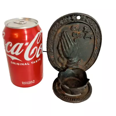 Vintage Cast Iron Praying Hands Tea Light Candle Holder Wall Mount  Freestanding • $17.10