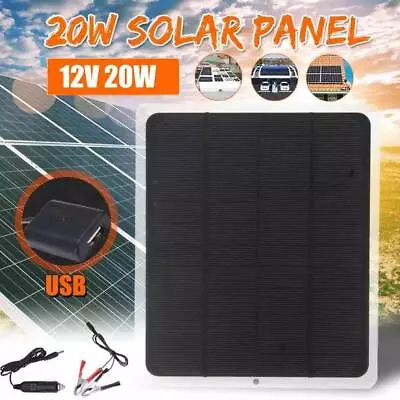 20W Car Boat Yacht Solar Panel Trickle Battery Charger Power Supply Outdoor 12V • £18.89