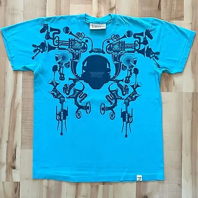 Vintage Y2K The Imaginary Foundation Blue Music Medusa USA Graphic Shirt Large • £20.86