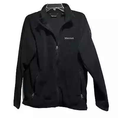 Marmot Jacket Mens Medium Black Softshell Stretch Full Zip Fleece Outdoor • $45