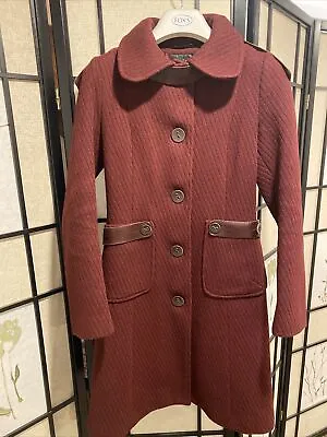 Mackage Maroon Wool Coat Leather Trim Size XS Made In Canada • $79.99