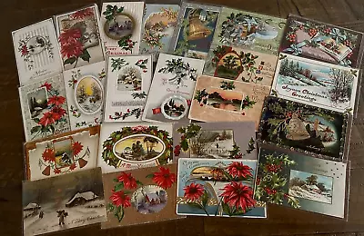 Lot Of 22 Vintage~Christmas Postcards With Winter Snowy & Village Scenes-h426 • $19.95