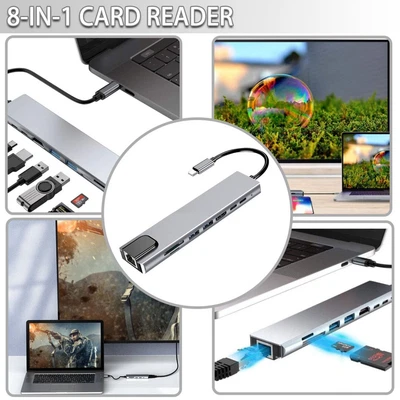 $21.64 • Buy 8-in-1 USB C Type C Hub Adapter With 4K HDMI Output SD/TF Card Reader . . .
