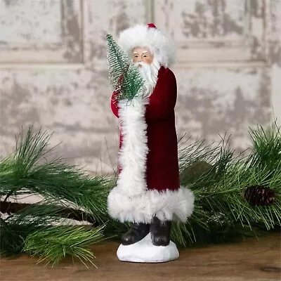 Red Velvet Belsnickle Santa Claus Holding Tree-10''h • $38