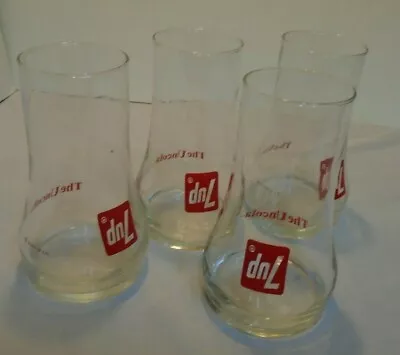 7-Up Glasses 5 Uncola Glass Upside Down Drinking Glasses 6.75  Tall VTG • $29.99