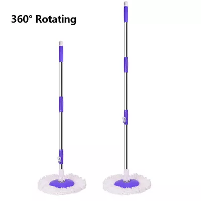 360° Rotating Spinning Mop Pole Handle Replacement Floor Cleaning Tool + 2 Heads • $18.89