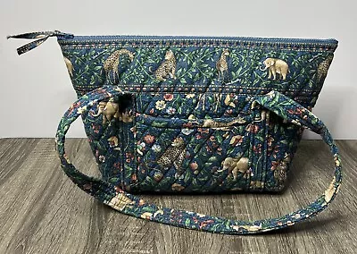 VTG VERA BRADLEY Villager Animal Hand Tote Bag Zipper Elephant Zebra Retired OOP • $29