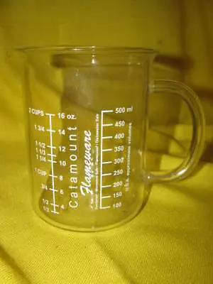 Vintage Catamount Flameware Glass 2 C 500 Ml Measuring Cup With Handle PYREX • $24