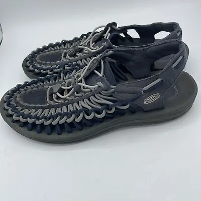 Keen Uneek Mens Sz 10 Gray Braided Rope Paracord Bungee Sandals Shoes • $39