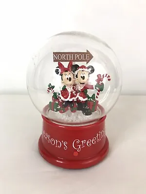 Mickey And Minnie Christmas Musical Snow Globe By Gemmy  Season's Greetings  • $29.99