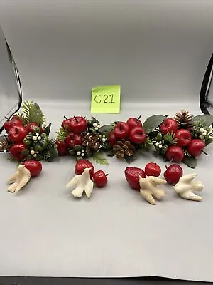 Vtg  Plastic Christmas Greenery Floral Picks Strawberry & Apple Doves C21 • $23.99