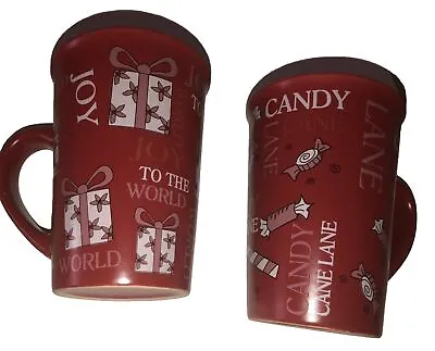 Mulberry Home Collection Candy Cane Lane Coffee Mug Christmas Holiday Lot Of 2  • $12.25