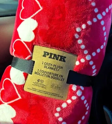 VICTORIA’S SECRET PINK SHERPA  Blanket HOLIDAY 2023 - RED PUPPY - NEW WITH TAGS! • $29.50