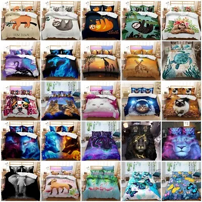 3D Animals Cat Dog Wolf Doona Duvet Quilt Cover Bedding Set Pillowcases All Size • $39.99