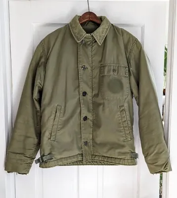 VINTAGE USN A2 Deck Jacket Military Cold Weather Permeable OG107 Green Medium  • $79.99