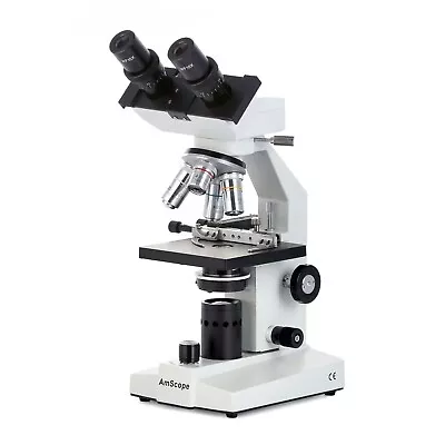AmScope 40X-2000X Binocular Biological LED Microscope With Mechanical Stage • £224.99