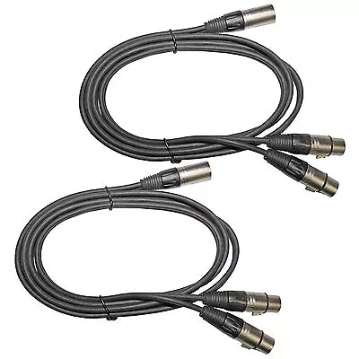 2 XLR Pin Male Plug To Dual Female Y Balanced Patch Cable Splitter Cord 3ft Foot • $13.83