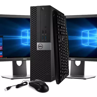 Dell Desktop Computer PC I5 16GB RAM 256GB SSD Dual 22  LCDs Windows 10 WiFi • $289