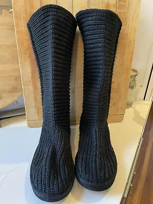 UGG Australia Womens Classic Argyle Knit Sweater Boots Black Size 7 • $31