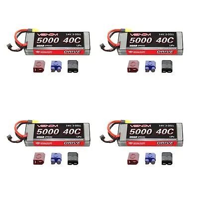 Venom Sport Power 40C 2S 5000mAh 7.4V LiPo Battery ROAR With UNI Plug X4 Packs • $299.96