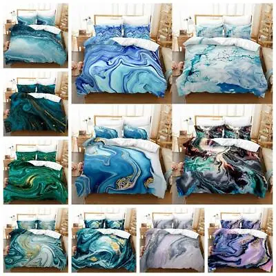 Marbled Quicksand Bedding Set Quilt Duvet Cover Pillowcase Single Double Size UK • £46.06