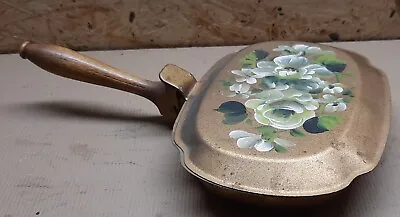 Vintage Silent Butler/Crumb Catcher Hand-Painted Yellow Floral  Tole Ware Metal • $14.99