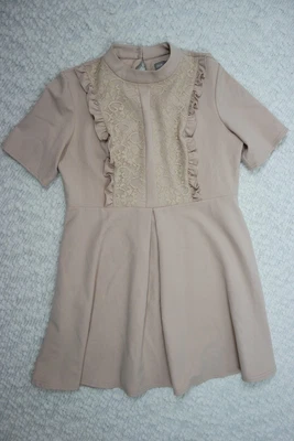 $9.99 • Buy ASOS Dusty Blush Pink Lace Bib Short Sleeve A-line Dress Size 18 BNWT