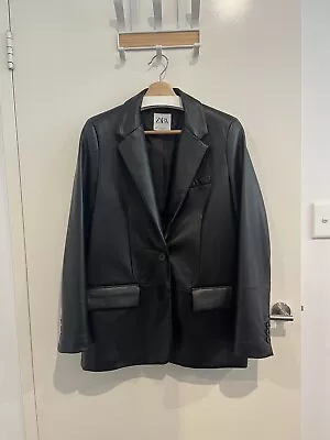 Zara  Women  Faux Leather Black Blazer Size M • $15