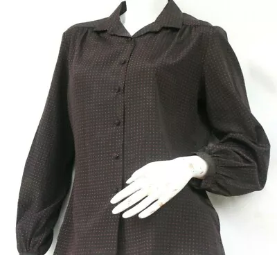 Vintage 80s Lanvin Paris  Black Polka Dot Blouse • $99.99