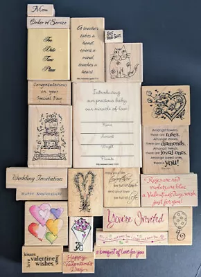 Wooden Block Rubber StampsWedding LOVE Valentine Invitation Get Well • £7