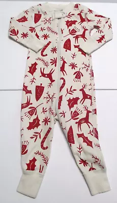 Infant Boys Girls Hanna Andersson Organic Red Christmas Pajamas Size 6-12 Months • $10.38