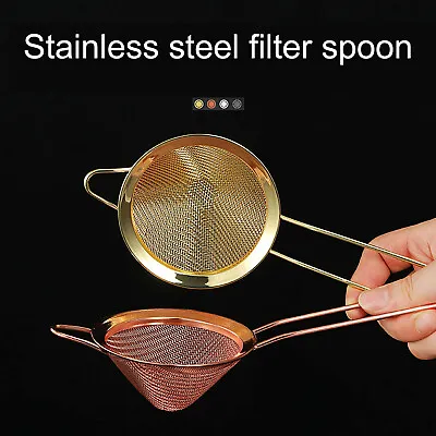 Fine Mesh Strainer Cocktail Stainless Steel Bar Pub Conical Kitchen Flour Tea • £3.59