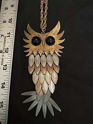 Mid Century Modern Reticulated Owl Pendant Necklace  20  Chain • $0.99
