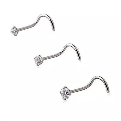 1.5mm - 3mm 20g Tiny CZ Gem Nose Screw Stud Curved Bar Ring Screw Claw Piercing • $5.55