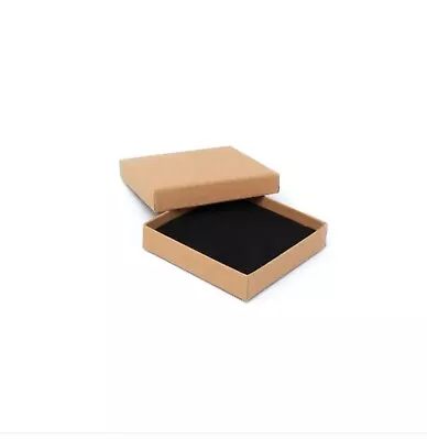 Brown Kraft Paper Gift Boxes Ring Bracelet Watch Black Insert Wholesale Bulk • £10.99