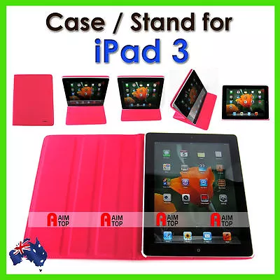 High Quality Leather Case / Stand For The New IPad 3 Retina - Pink Colour • $12.90