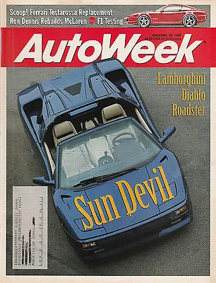 AutoWeek December 25 1995 - Lamborghini Diablo - Ferrari F555 - Mustang Cobra • $4.99